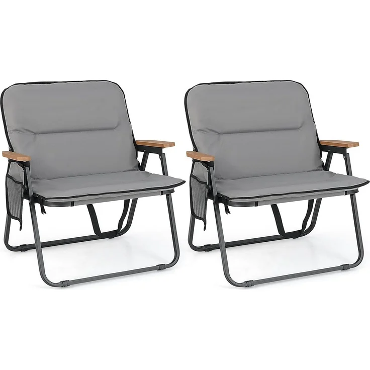 COSTWAY Campingstuhl (2 St), Klappstuhl, Gartenstuhl mit Kissen – Bild 1