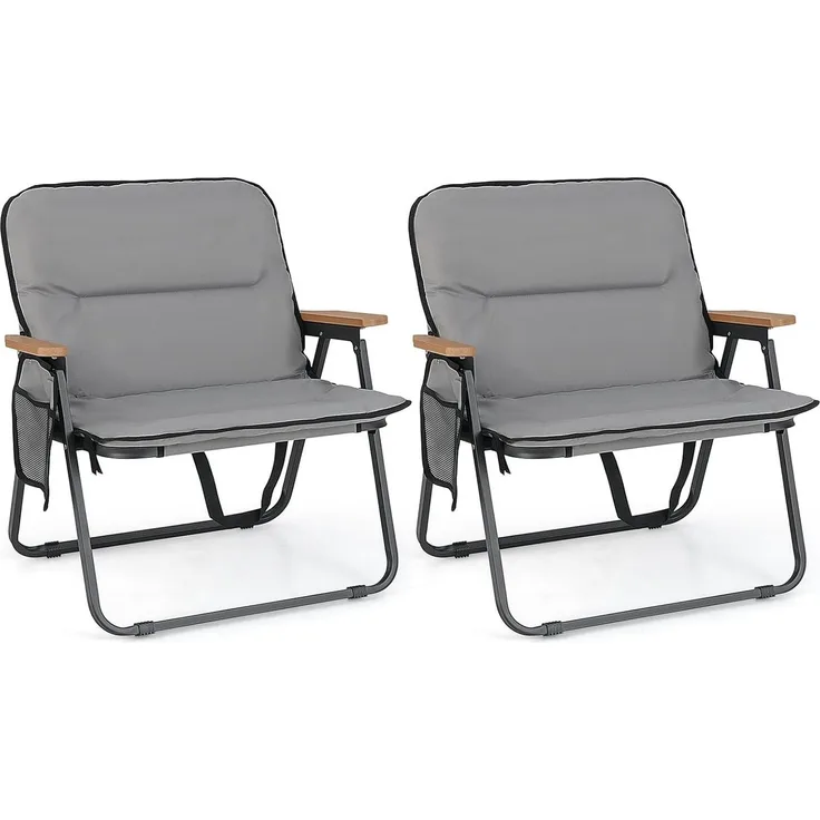 COSTWAY Campingstuhl (2 St), Klappstuhl, Gartenstuhl mit Kissen