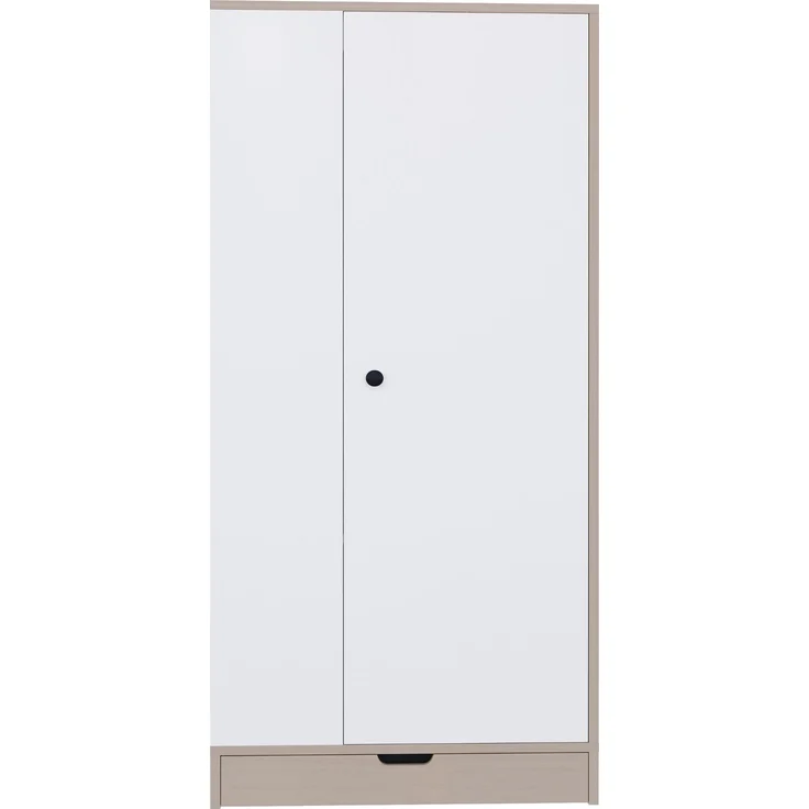Merax Kleiderschrank 70*40*170cm, Eintürige Ausführung, mit Einlegeböden und Schubladen, Naturholzfarbe + Weiß – Bild 7