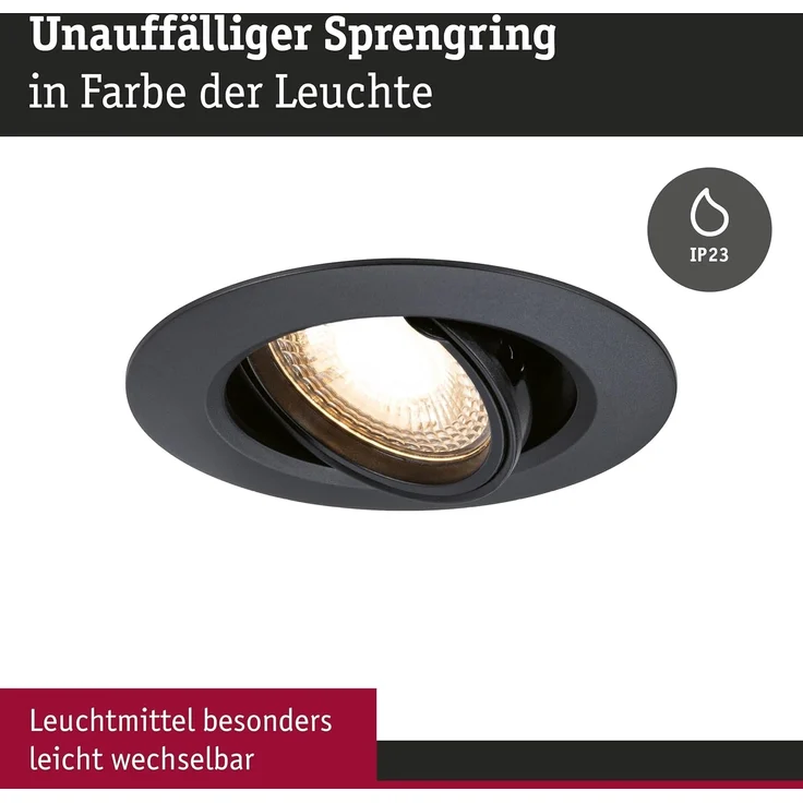 Paulmann LED Einbauleuchte 3er-Set schwarz schwenkbar Ø 9 cm – Bild 3