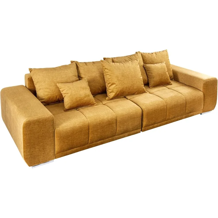 riess-ambiente Big-Sofa ELEGANCIA 285cm senfgelb, Einzelartikel 1 Teile, XXL Couch · Samt · mit Federkern · inkl. Kissen · Design