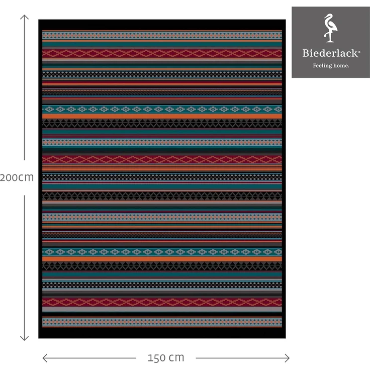 Wohndecke Tribal Mix, gestreifte Ethno-Decke in 150x200 cm, Biederlack, Decke aus Baumwollmischgewebe, Made in Germany – Bild 2