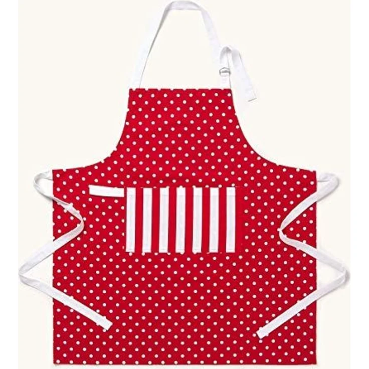 Homescapes Kochschürze Kochschürze Polka Dots rot-weiß aus 100% Baumwolle – Bild 1
