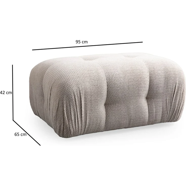 Atelier Del Sofa Elegant Cream Pouffe with Beech Wood Frame, 95 x 65 x 75 cm | Soft 100% Polyester Fabric, Includes Pillows, Black Plastic Legs | Perfect for Modern Living Spaces – Bild 2