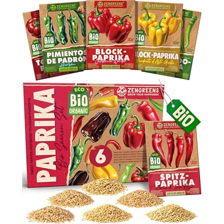 ZenGreens® - Bio Paprikasamen im 6er Set - 6 Paprika Samen für den einfachen Anbau im Garten, Balkon oder Hochbeet - Pflanzensamen - Saatgut – Bild 2