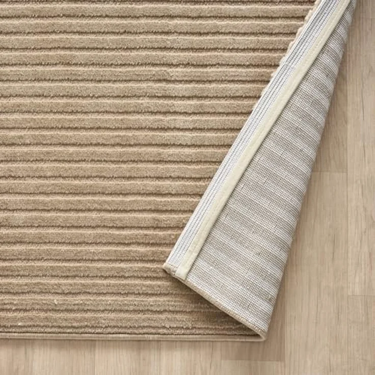 Vimoda Teppich Teppich Wohnzimmer Boho Design dünn kurzflur teppich, Rechteckig, Höhe: 6 mm, Hoch Tief Effekt 3D Teppich, in Creme, Grau &Taupe Läufer Schlafzimmer – Bild 9