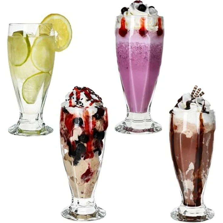 MamboCat Eisschale 12x LONDON Eisbecher mit Fuß 350ml klar hohe Eiskaffeebecher Shake, Glas – Bild 5
