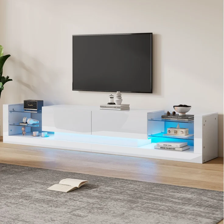 Lowboard mit LED-Beleuchtung , TV-Board, Fernsehtisch, TV-Ständer 1 St. zwei klapptür , für Fernseher bis 80 Zoll – Bild 4