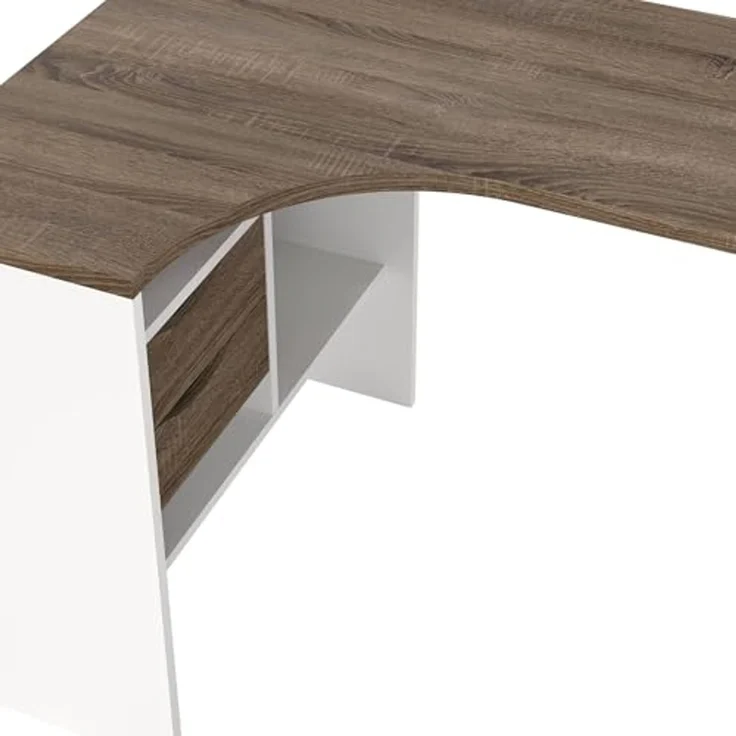 Dmora - Schreibtisch Patience, Mehrzweckschreibtisch, B?rotisch f?r PC, Eckschreibtisch, 145x81 h77 cm, Wei? – Bild 7