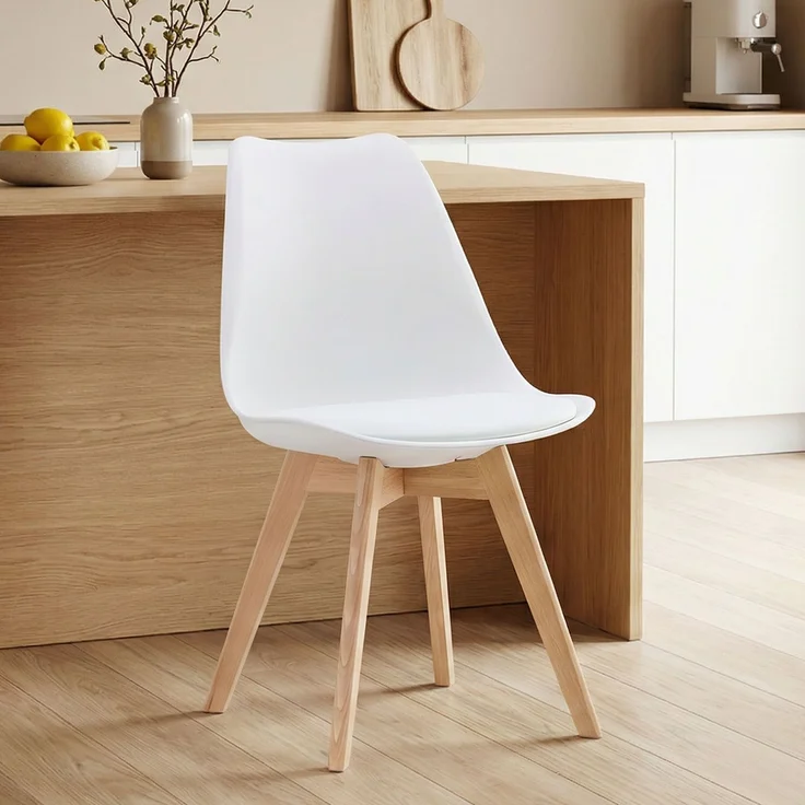 Küchenstuhl Weiß Set 2 Stühle Esszimmer Holz modern Kunststoff Esszimmerstühle Schalenstuhl Holzstühle – Bild 2