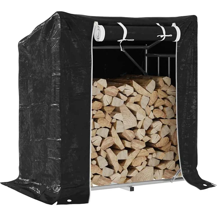 vidaXL Brennholzregal mit Regenschutz 101x61x110,5 cm Verzinkter Stahl 4104937 – Bild 1