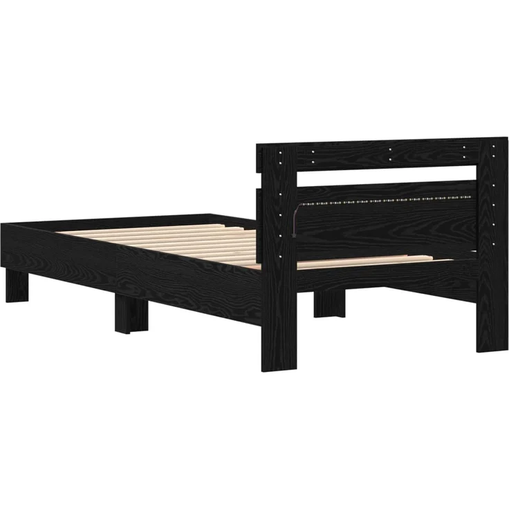 vidaXL Bettrahmen Schwarz Eichen-Optik 100 x 200 cm Holzwerkstoff 863639 – Bild 7
