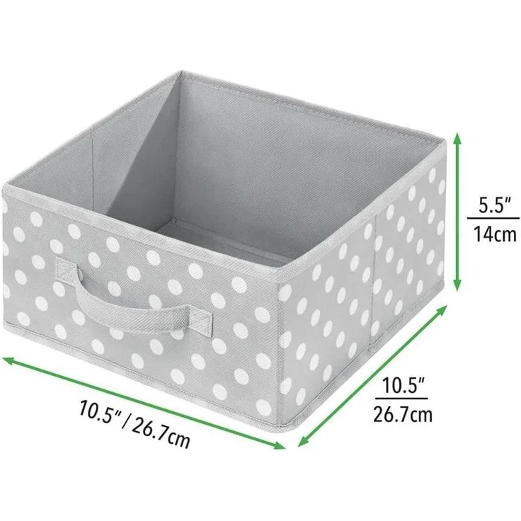 2er-Set Aufbewahrungsboxen gepunktet mDesign Stoffbox aus Kunstfaser grau/weiß – Bild 2