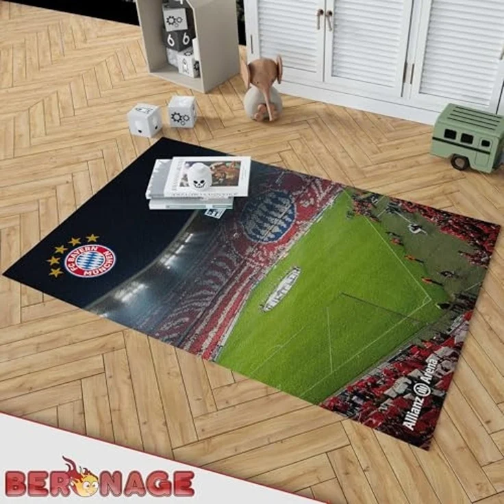 BERONAGE Kinderteppich FC Bayern München Teppich Allianz Arena 100x120 cm, rechteckig, Höhe: 10 mm, rutschfest – Bild 4