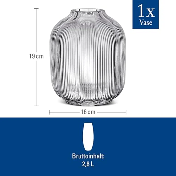 Villeroy & Boch Fleur Vase 19 cm klar, mundgeblasene Glasvase, spülmaschinenfest, elegantes blütenförmiges Design für Dekoration und Blumenarrangements – Bild 3