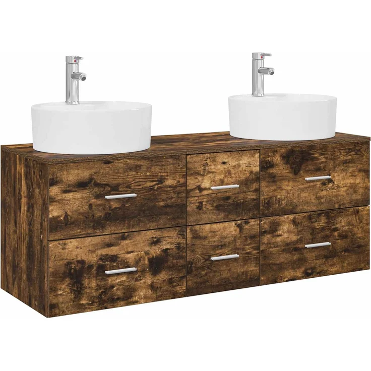 vidaXL Badezimmerschrank-Set 3 stk. Geräucherte Eiche 3405887 – Bild 2