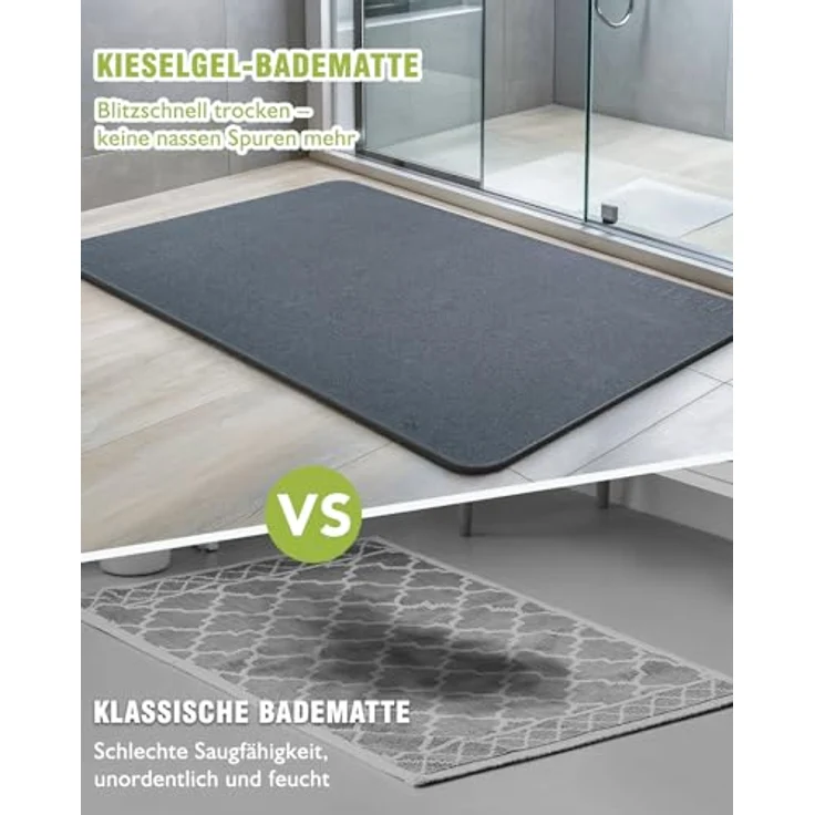 Ribelli Kieselgur Badematte rutschfest 60 x 39 cm, Duschvorleger Badvorleger Schnelltrocknend, 100% Natürlich Stein Bodenmatte, Bad Matte Super Saugfähig Badezimmermatte – Bild 6