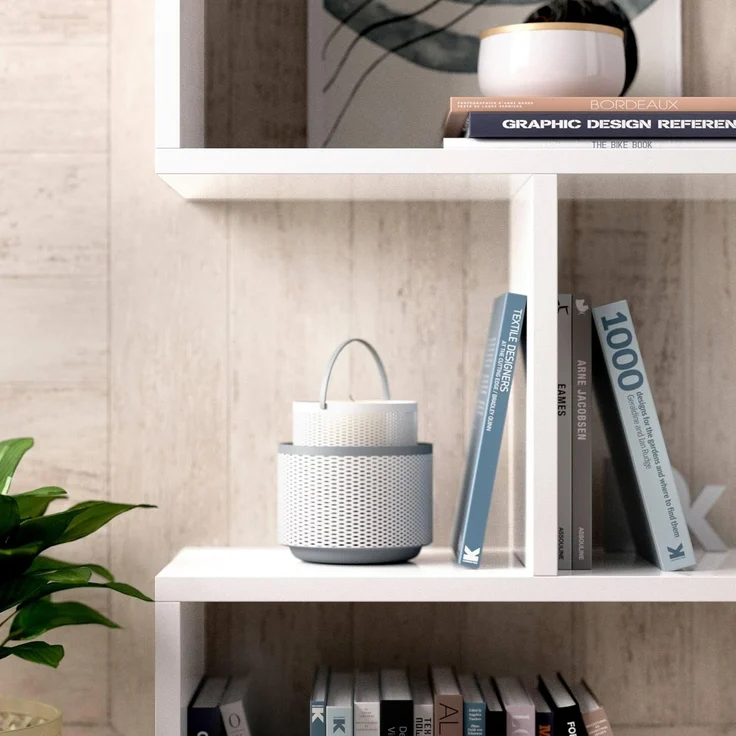 Dmora - Misone Bücherregal, Mehrzweck-Büroregal, Bücherregal mit 3 Regalen, 110 x 25 x 96 cm, Weiß – Bild 4