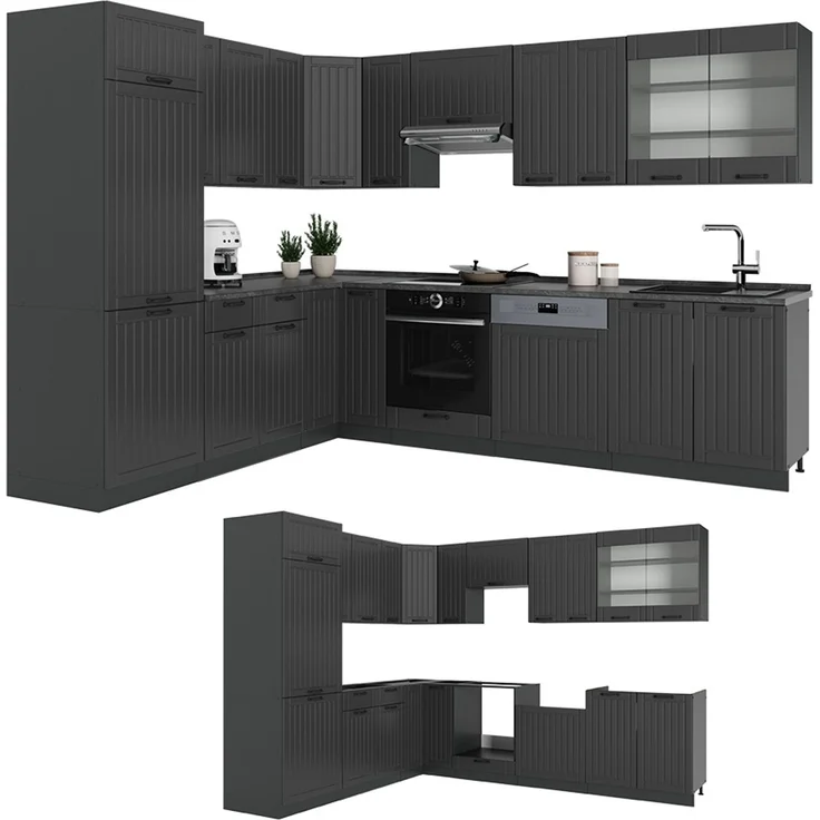 Eckküche Fame-Line Dunkelgrau/Anthrazit 287 x 227 cm ohne Arbeitsplatte Vicco – Bild 4