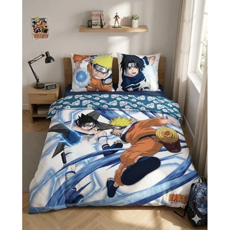 Naruto 3-teiliges Bettwäsche-Set – Decken- und Kissenbezug 240x220 + 65x65 cm aus Polycotton – Bild 1