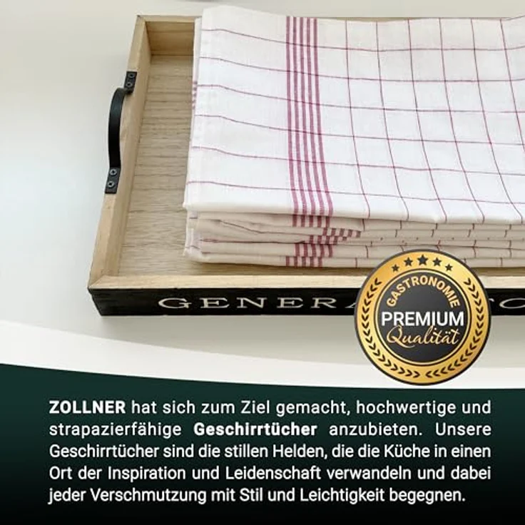 ZOLLNER 10er Set Geschirrtücher Baumwolle in 50x70 cm - super saugstarke und langlebige Küchentücher - waschbar bis 95°C – in rot weiß kariert - Gastronomiequalität - Oeko Tex® Zertifiziert – Bild 7