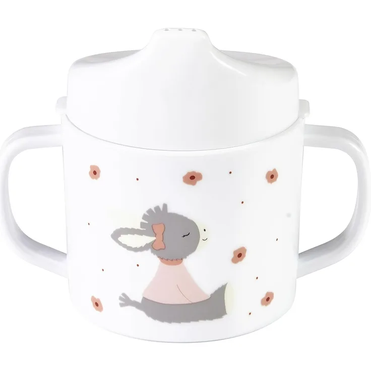Sterntaler Kinder Henkeltasse mit abnehmbarem Trinkaufsatz, Motiv Esel Emmi Girl flora rose, Trinklernbecher mit rutschfester Unterseite, Fassungsvermögen 200 ml