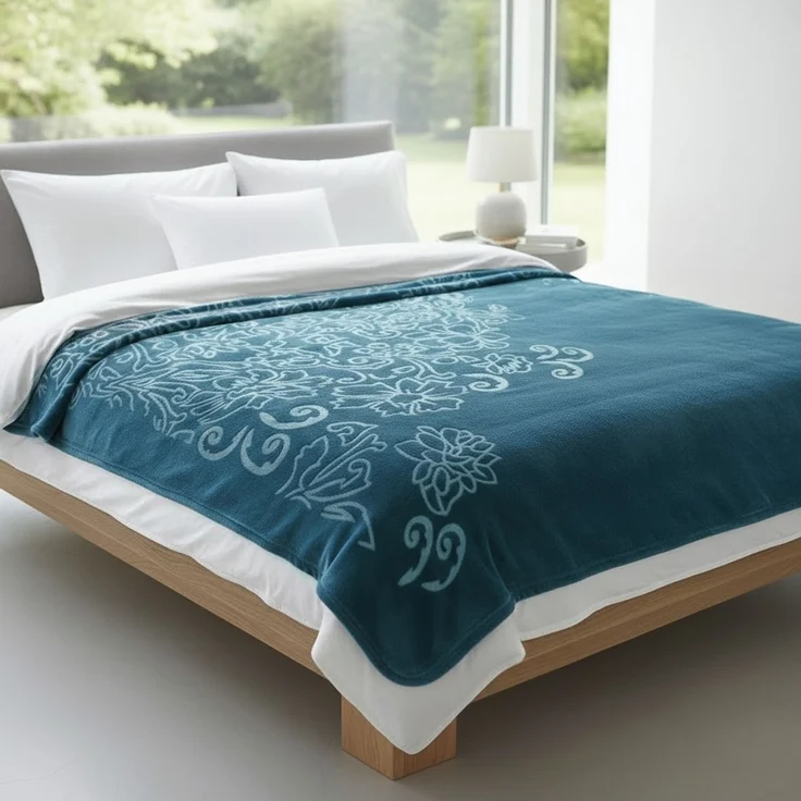 Kuscheldecke 160x220 cm - XXL Decke mit Muster, Blau – Bild 4