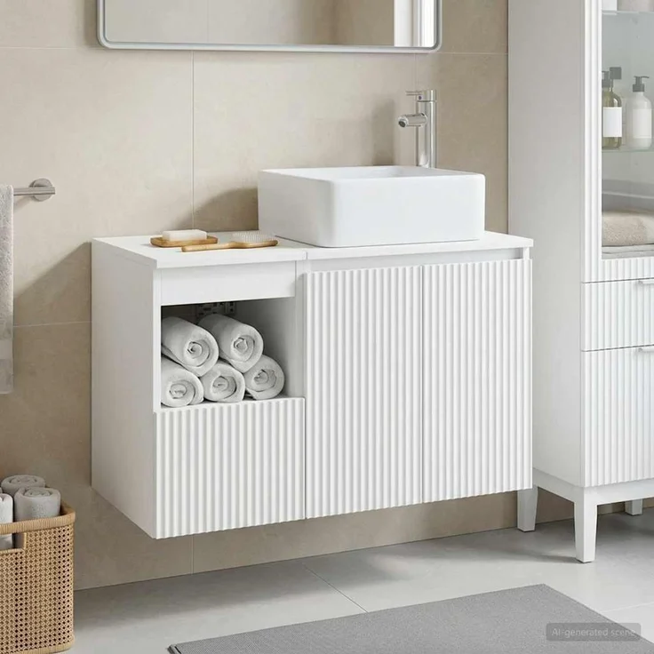 vidaXL Badezimmerschrank-Set 2 stk. Weiß 83 x 35 x 80 cm Holzwerkstoff 3404064 – Bild 1