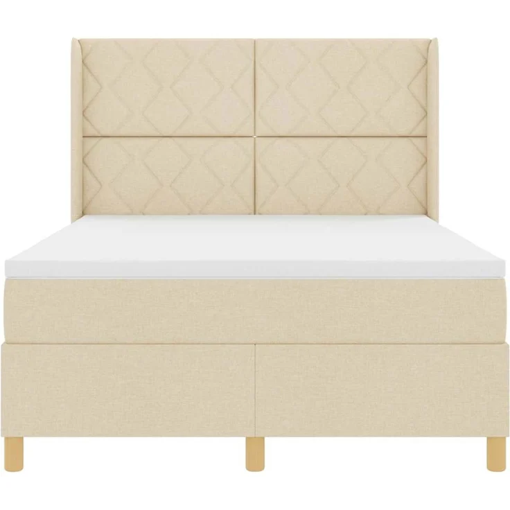 vidaXL Boxspringbett mit Kopfteil Creme 140 x 190 cm Stoff 3341894 – Bild 5