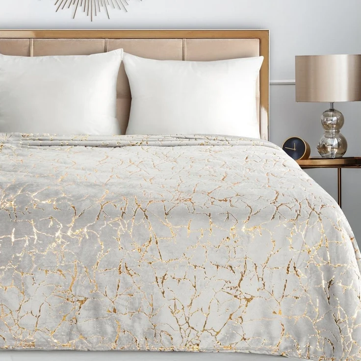 Wohndecke MARMOR, Eurofirany, 150x200 goldenes Marmor-Muster, silber, creme, schwarz, weiß – Bild 5