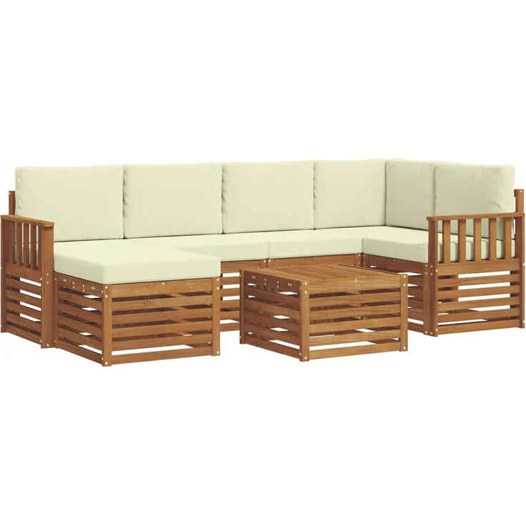 vidaXL Outdoor-Sofagarnitur 7 stk. 5-Sitzer Natur und Creme 3375120 – Bild 2