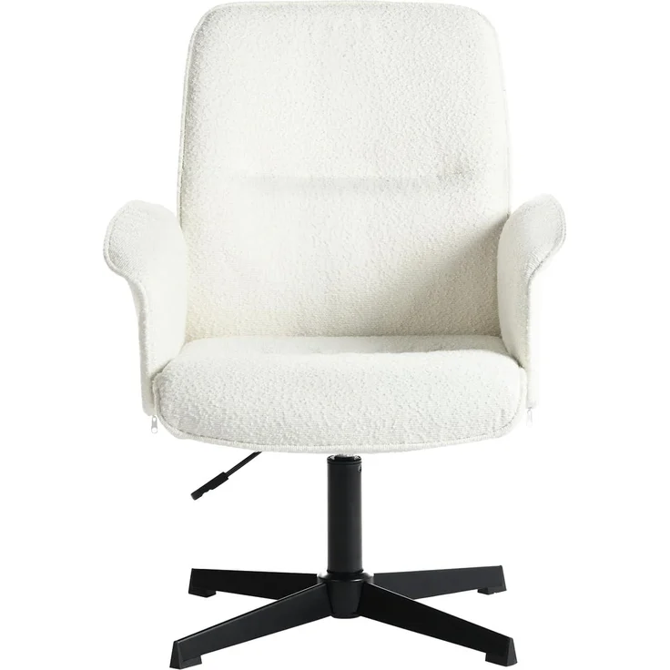 MEUBLE COSY Sessel Lehnstühle Lounge Cocktailsessel Bürostuhl mit höhenverstellbar Armlehnen 360° Drehbar Schminkstuhl Polsterstuhl für Schlafzimmer Wohnzimmer Büro Vanity, Bouclé Frottier, Weiß – Bild 1