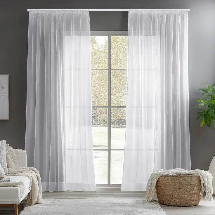 Deconovo Voile Vorhang Schlafzimmer Übergardinen mit Kräuselband Weiß | 2er Set, H 245 x B 140 cm, Voile Gardine Durchsichtig, für Schienensystem, für Küche Badezimmer Fenster, Wohnzimmer Modern