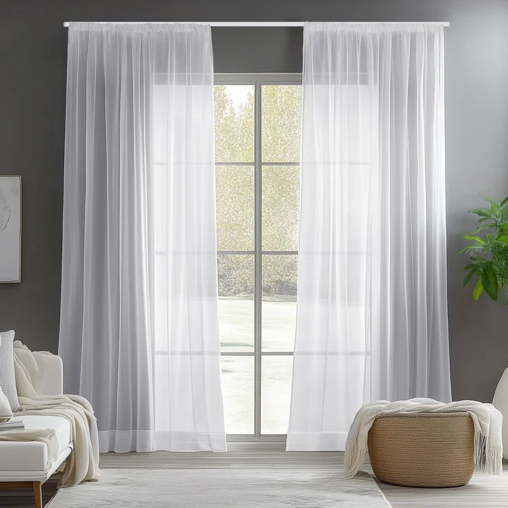 Deconovo Voile Vorhang Schlafzimmer Übergardinen mit Kräuselband Weiß | 2er Set, H 245 x B 140 cm, Voile Gardine Durchsichtig, für Schienensystem, für Küche Badezimmer Fenster, Wohnzimmer Modern