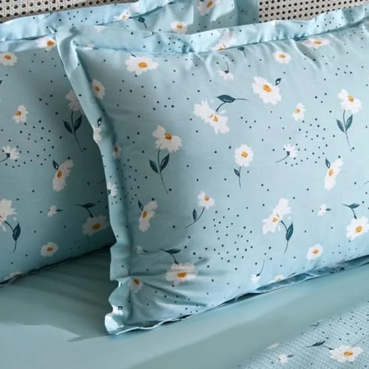 Karaca Bettwäsche Karaca Daisy 100% Baumwolle Einzelbett Piké Tagesdecke Set Mint – Bild 4