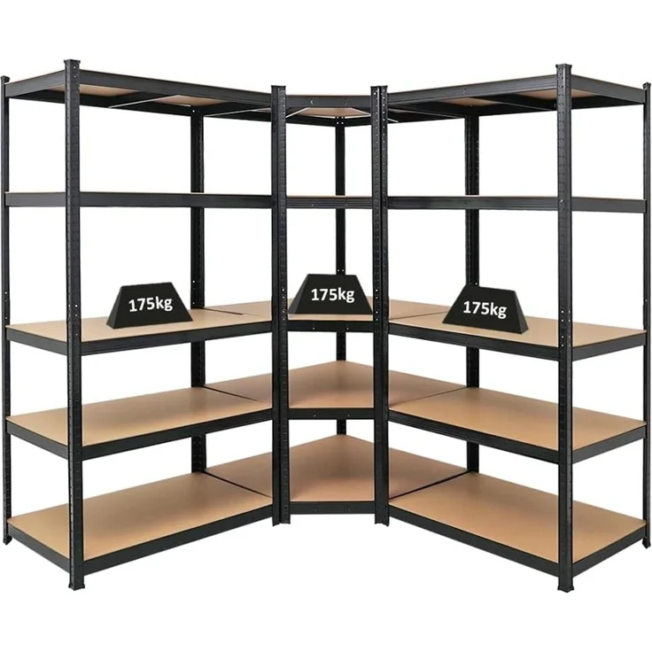 PROREGAL Mega Deal Eckregal Ragnar 1x: 180 x 90 x 60 cm | Taurus 2X: 180 x 90 x 60 cm Schwarz Fachlast 175kg, Kellerregal, Steckregal, Garagenregal, Lagerregal – Bild 1