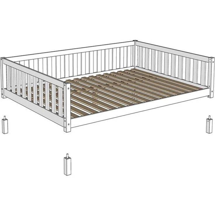 Tagesbett Kapua 140x200 Bettschublade Rausfallschutz Kiefer weiß – Bild 2