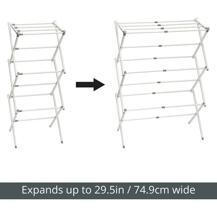 mDesign Turmwäscheständer Wäscheständer Standtrockner klappbar Metall Weiß/Grau – Bild 5