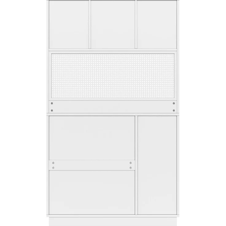 ZUBALIYA Vitrinenschrank mit Tür / Küchenschrank, mit verstellbaren Einlegeböden und lochblech, Weiß, 103.5 x 40 x 180 cm, fürs Kinderzimmer, mit Schubladen, mit Stauraum – Bild 21