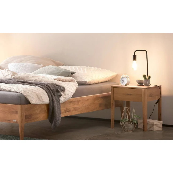 Hasena Massivholzbett Pieve Wildeiche natur, geölt 200x220 cm, Komforthöhe 25 cm – Lounge – Bild 3