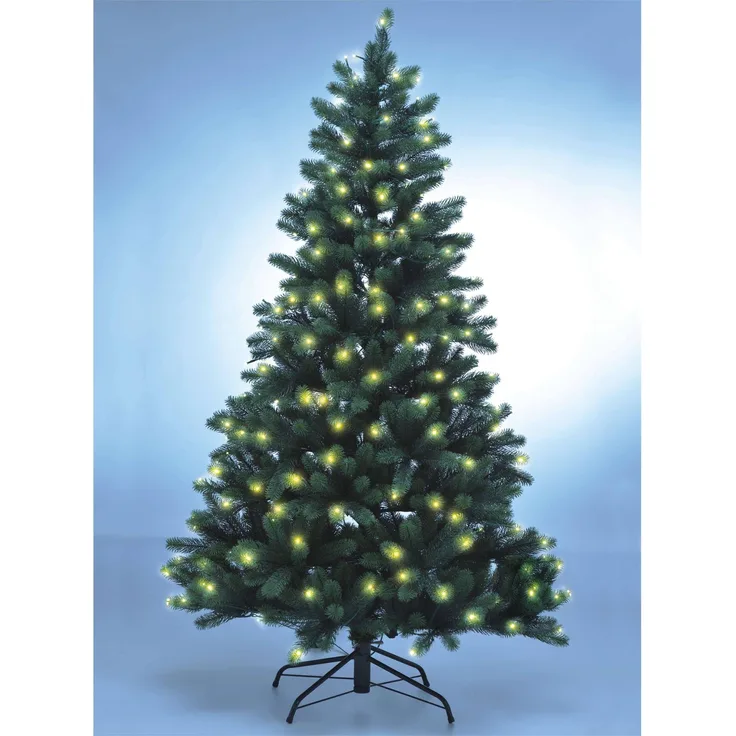 Weihnachtsbaum mit LED-Lichterkette und Standfuß, 150 cm hoch