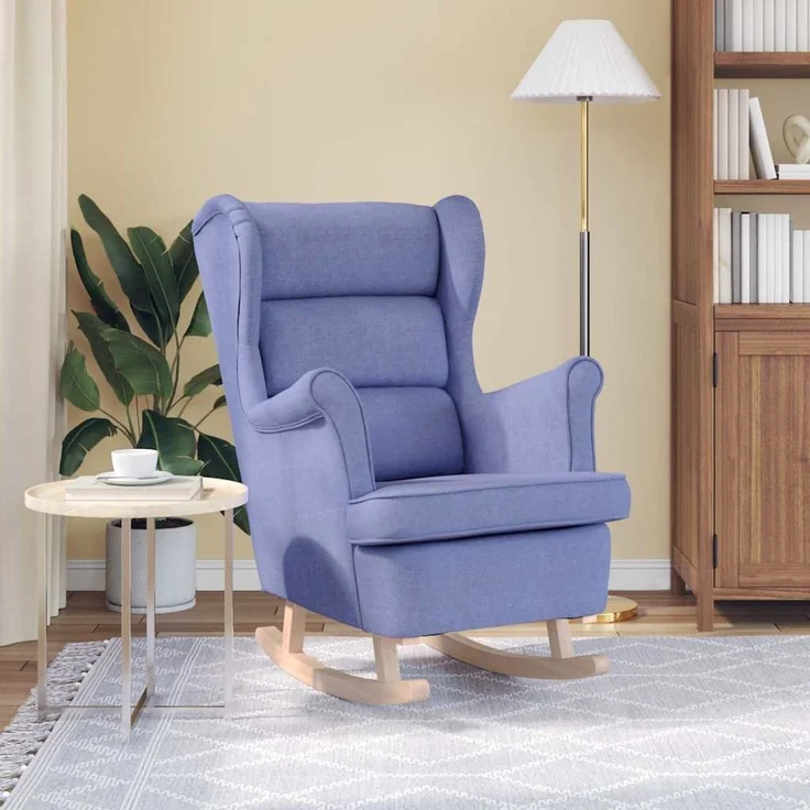 Schaukelsessel, Schaukelstuhl Jeansblau 74x90x102 cm Stoff – Bild 3