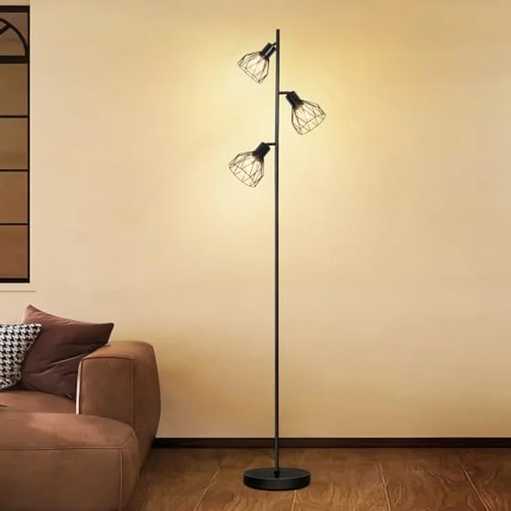 Dehobo Industrial Stehlampe Wohnzimmer Stehlampe Vintage Retro Wohnzimmerlampe Moderne LED E27 Fußsteuerung Leselicht Schwarze Einstellbare Stehleselampe für Schlafzimmer Esszimmer Ecke Ohne Glühbirne – Bild 2