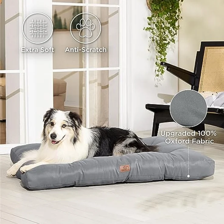 BEDSURE Hundekissen große Hunde waschbar - 111x89 cm hundematratze XXL für große, mittelgroße Hunde Outdoor gepolstert Hundematte grau in 10cm Höhe, groß XL Hundebett für Haustiere – Bild 4