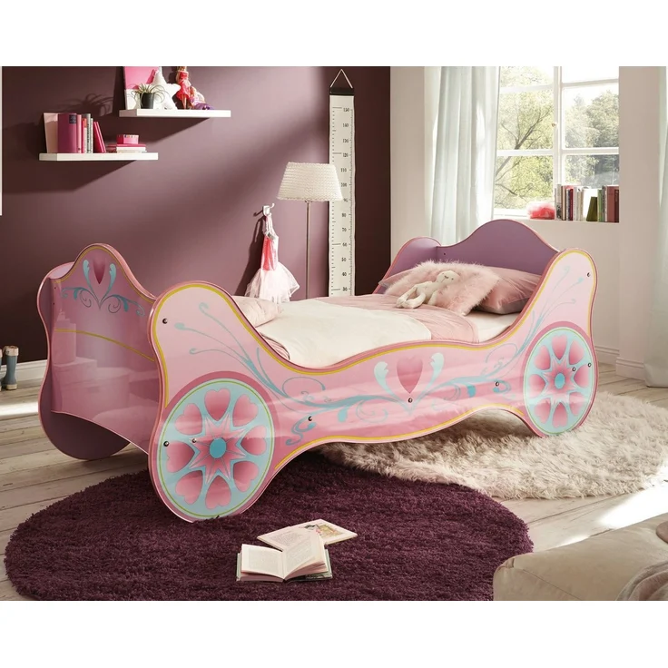 Begabino Autobett Kinderbett Prinzessin Kutsche Lila mit Matratze, Lattenrost 90x200 cm – Bild 2