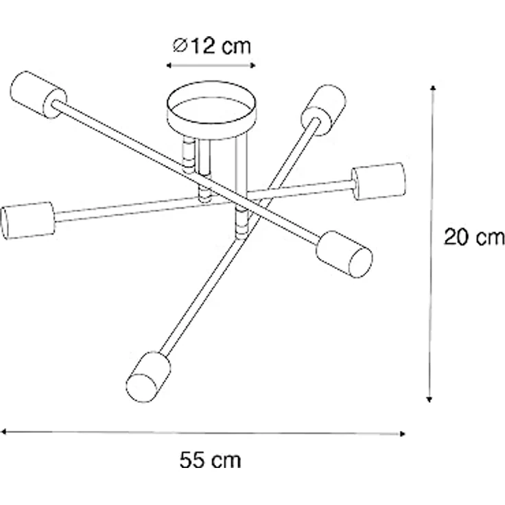 Qazqa Sydney Deckenleuchte, 6-flammig, dimmbar, dunkelbronze, 55 cm, ideal für Flur und Wohnzimmer – Bild 4
