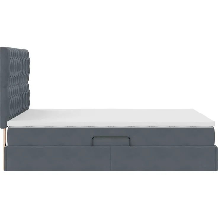 vidaXL Aufbewahrungsbett mit Matratze Dunkelgrau 140 x 190 cm Samt 3372088 – Bild 10