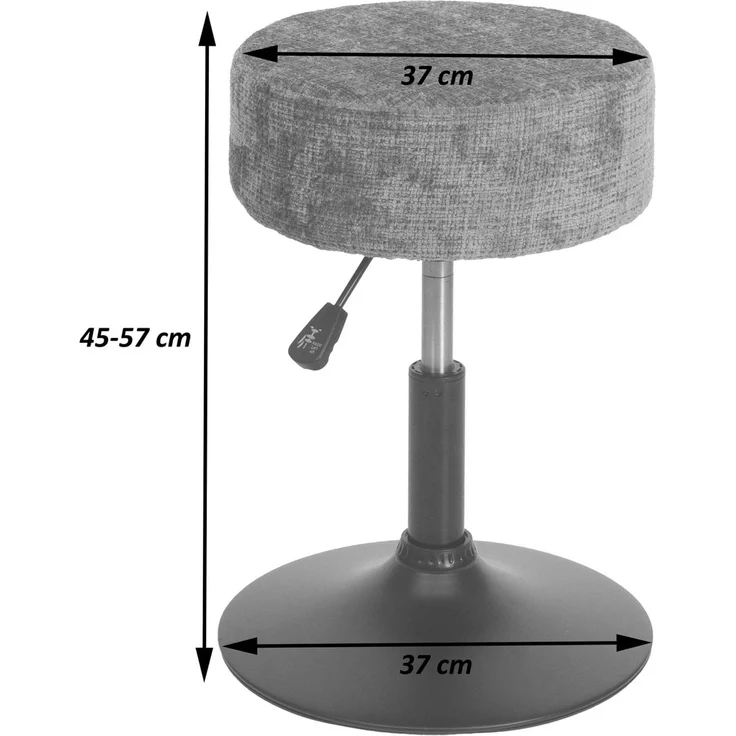 Hocker HWC-C22, Sitzhocker Schminkhocker, höhenverstellbar drehbar Ø 37cm Stoff Bouclé (450g/m²) FSC® ~ creme-weiß – Bild 3