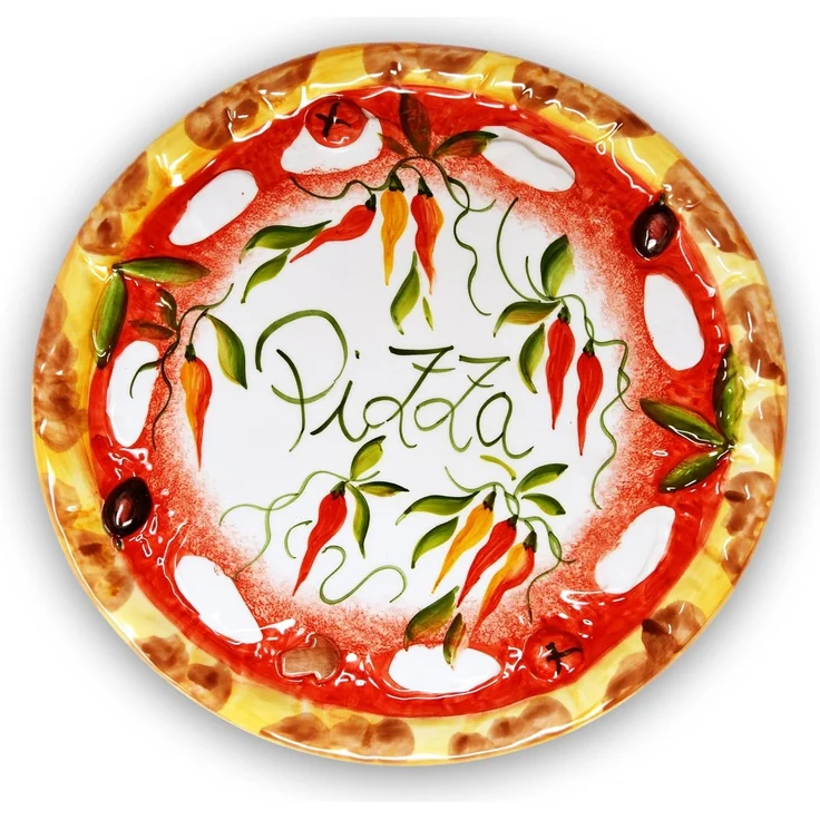 Lashuma Pizzateller Pepperoni, (1 St), Keramik Anrichteteller Ø 33 cm handgemacht – Bild 1