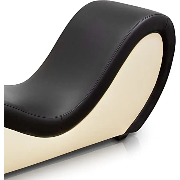QUIRUMED Tantra-Sessel, Farbe Schwarz-Beige, Diwan-Paare, Relax-Sofa, Kunstleder, ergonomisch, 162 x 48 x 48-80 cm – Bild 6